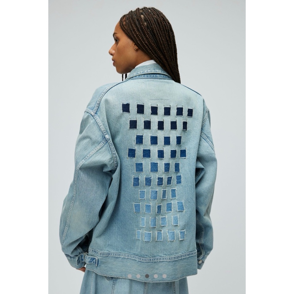 NWT Levi's Blue Jean Jacket with Checkerboard Design Size Large